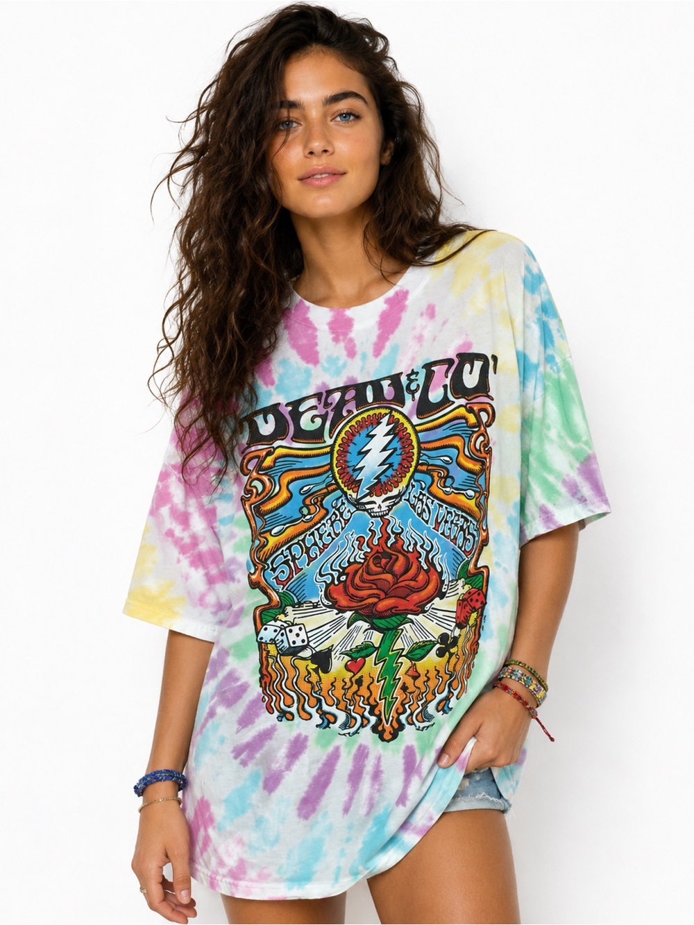 Dead & Company Sphere Las Vegas Tie Dye Graphic Tee Liquid Blue Grateful Dead